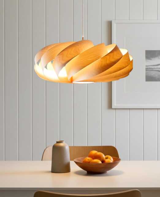 L06B, 60-70cm Handmade Birch Wood Veneer Pendant Lamp - Ceiling Hanging Chandelier Design - image 1
