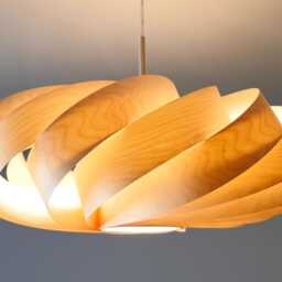 L06B, 60-70cm Handmade Birch Wood Veneer Pendant Lamp - Ceiling Hanging Chandelier Design - thumbnail 3