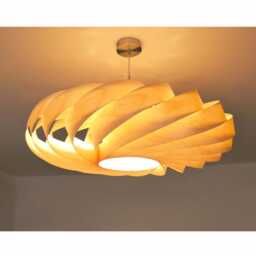 L06B, 60-70cm Handmade Birch Wood Veneer Pendant Lamp - Ceiling Hanging Chandelier Design - thumbnail 2