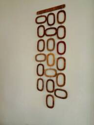 Mid Century Modern Wood Wall Hanging Retro Geometric Decor - 34x11 - thumbnail 2