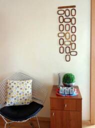 Mid Century Modern Wood Wall Hanging Retro Geometric Decor - 34x11 - thumbnail 3