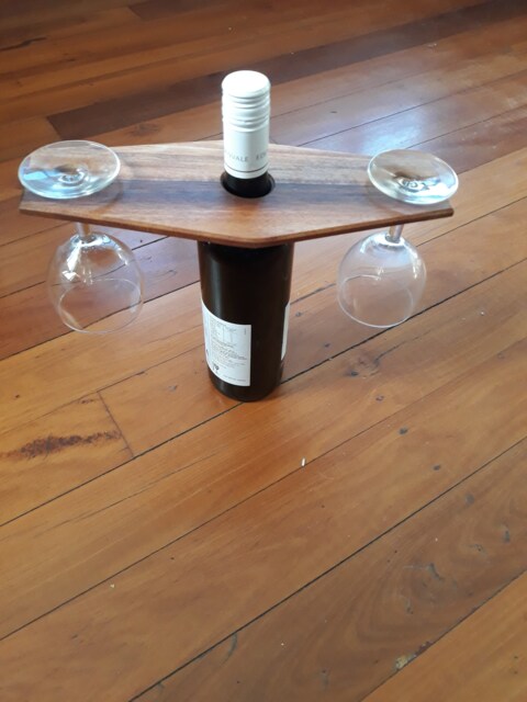 Handmade Wooden Wine Butler Bottle & Glass Holder - image 1