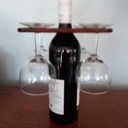 Handmade Wooden Wine Butler Bottle & Glass Holder - thumbnail 2