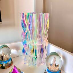 Neon Pink Acrylic Table Lamp Abstract Wavy Design - E14 - thumbnail 4