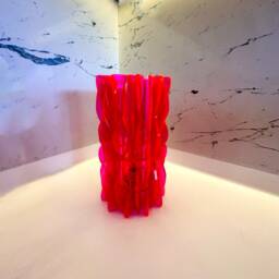 Neon Pink Acrylic Table Lamp Abstract Wavy Design - E14 - thumbnail 2
