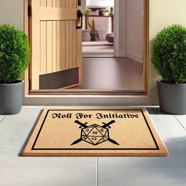Custom Dnd Roll For Initiative Quote Doormat, Dungeon Master Gift Idea, Nerd Gift, Geeky Gamer Housewarming, Him, To Enter - image 1