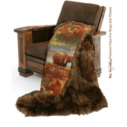 Plush Faux Fur Throw Blanket, Brown Shag With Bears, Cuddle Flannel Lining