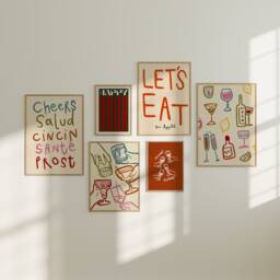 Gallery Wall Set, Print Sets, Kitchen Art Prints, Art, Set Of 6, Home Decor Ideas, Dining Room Unframed - thumbnail 1