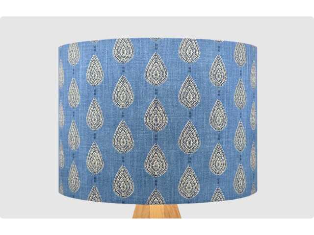 Blue White Raindrop Lampshade, Table Floor Lamp/Ceiling Pendant Small Medium Large 15cm 20cm 25cm 30cm 35cm 40cm Fabric Drum Light Shade - image 1