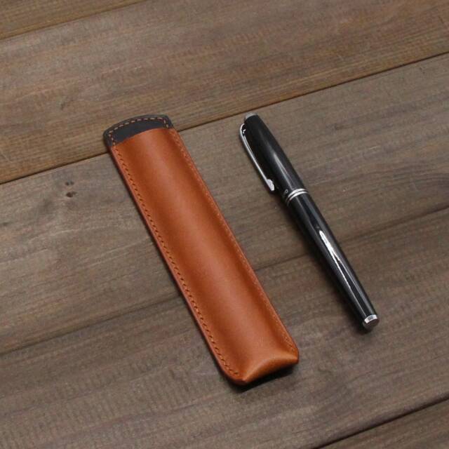 Leather Pen Case, Personalized Pencil Case, Black Leather Pouch, Pen Cover, Pen Holder, Leather Pen Sleeve, Pen Case, Anniversary Gift - image 1