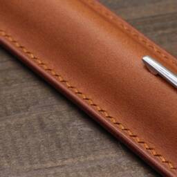Leather Pen Case, Personalized Pencil Case, Black Leather Pouch, Pen Cover, Pen Holder, Leather Pen Sleeve, Pen Case, Anniversary Gift - thumbnail 3