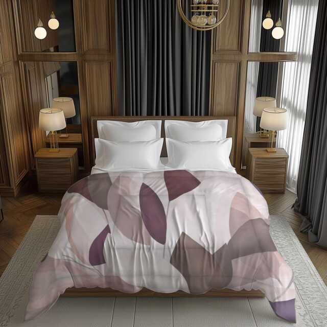 Mauve Blush Abstract Leaves Comforter With Dusty Purple Organic Shapes For Contemporary Boho Bedrooms #235 - image 1