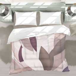 Mauve Blush Abstract Leaves Comforter With Dusty Purple Organic Shapes For Contemporary Boho Bedrooms #235 - thumbnail 2