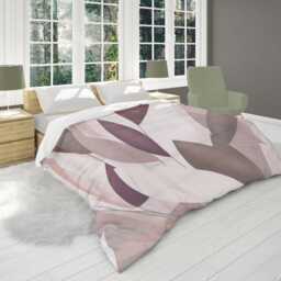 Mauve Blush Abstract Leaves Comforter With Dusty Purple Organic Shapes For Contemporary Boho Bedrooms #235 - thumbnail 3
