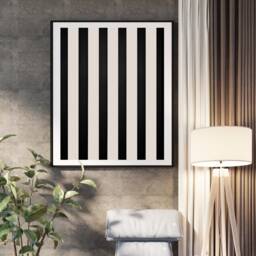 Stripes Art Print, Abstract Black & Beige Prints, Stylish Wall Art, Statement Trending Now - thumbnail 2