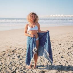 Personalizable Organic Cotton Turkish Beach Blanket Travel Towel, Sofa Cover, Easter Gift - thumbnail 3
