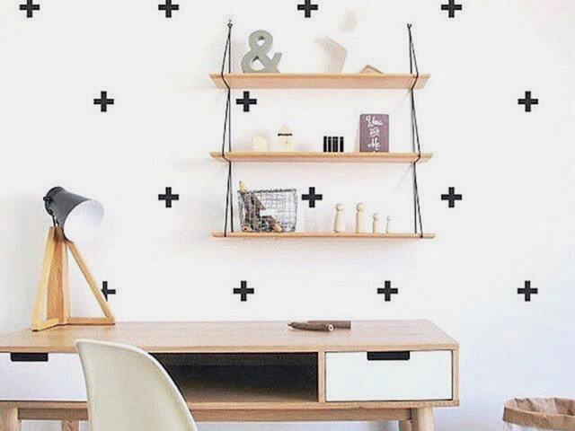 "Swiss Cross Wall Decals, Peel & Stick Plus Sign Stickers, Neutral Nursery Decor, Removable Vinyl Pattern 1"" Or 2" - image 1
