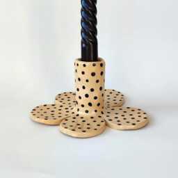 Handmade Ceramic Polka Dot Candle Holder, Modern Minimalist Home Decor, Candlestick - thumbnail 2