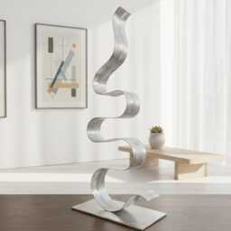 Abstract Sculpture in Metal Handcrafted Luxury Modern Art - Indoors Or Outdoors - thumbnail 1