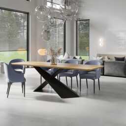 Oak Modern Dining Table Steel Base 0113