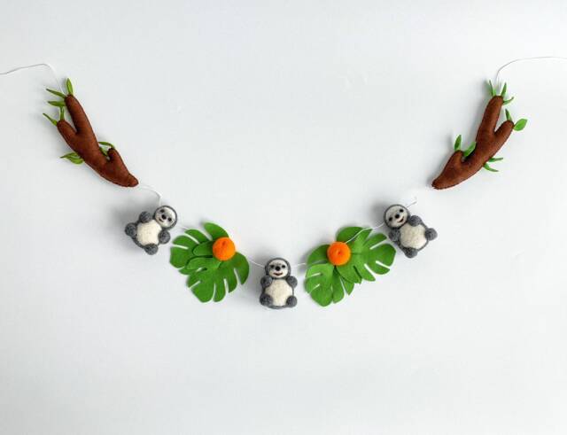 Sloth Garland Nursery Nursery Wall Decor, Felt Animals Garland, Safari Decor Jungle Newborn Room - image 1