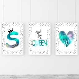 Think Like A Queen Posters, Trendy Teenager Room Prints, Girly Decor