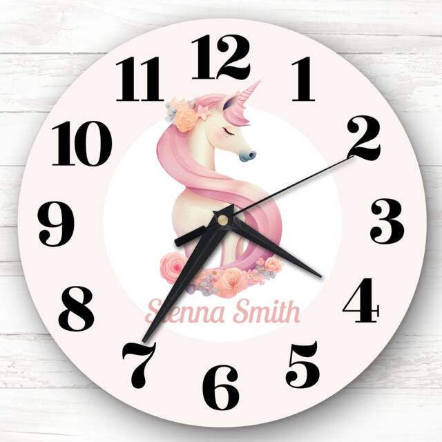 Pink Unicorn Alphabet Letter S Girls Room Custom Gift Personalised Clock - image 1