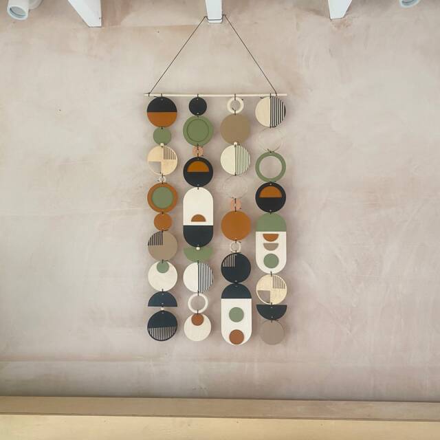 Handmade Geometric Wall Art - Mid-Century Modern Wood Tapestry - image 1