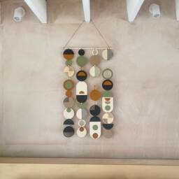 Handmade Geometric Wall Art - Mid-Century Modern Wood Tapestry - thumbnail 4