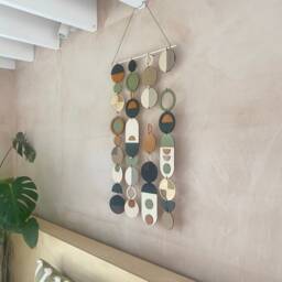 Handmade Geometric Wall Art - Mid-Century Modern Wood Tapestry - thumbnail 3