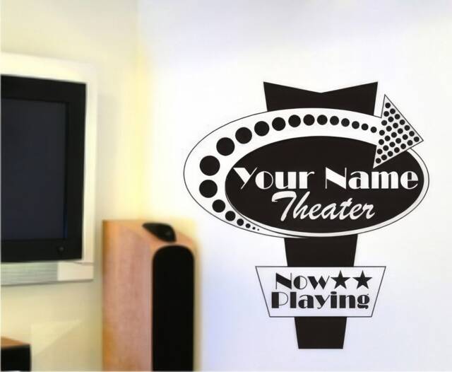 Movie Sign Wall Decal Personalized Vertical - Vinyl Stickers Art Graphics Custom Home Decor - image 1