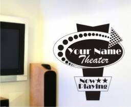 Movie Sign Wall Decal Personalized Vertical - Vinyl Stickers Art Graphics Custom Home Decor - thumbnail 1