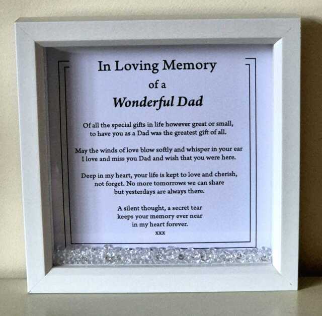 Dad Loving Memory Scatter Crystal Frame, Dad Memorial Gift, Miss You Dad, Funeral Poem, Remembrance Bereavement Sympathy - image 1