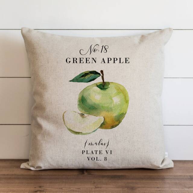 Green Apple Pillow Cover - 18 X 20 Botanical Floral Herbs Spring Home Decor Summer Throw Garden - image 1