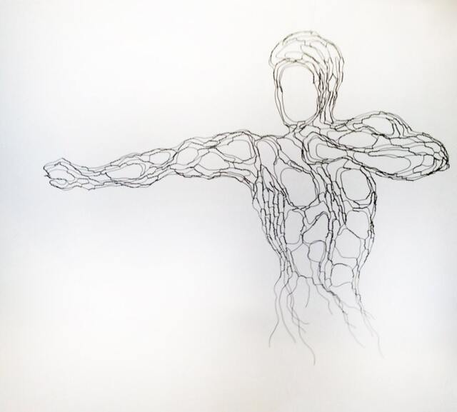 Archer, Sagittarius, Tai Chi, Kung Fu Wire Wall Sculpture By Elizabeth Berrien - image 1