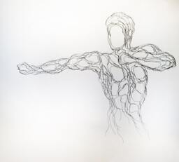 Archer, Sagittarius, Tai Chi, Kung Fu Wire Wall Sculpture By Elizabeth Berrien