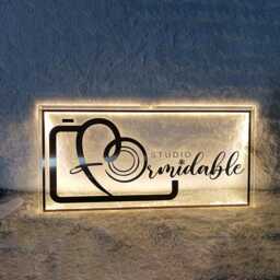 Custom Office Logo Sign, Acrylic Metal Mirror Patch Light, Salon Wall Decor, Storefront Business Art Led Sign - thumbnail 3