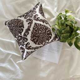 Brown Burnout Velvet, Damask Pattern, Modern Throw Pillow Cover/Euro Sham - thumbnail 3