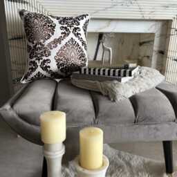 Brown Burnout Velvet, Damask Pattern, Modern Throw Pillow Cover/Euro Sham - thumbnail 2