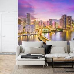 Miami Sunset Skyline Wallpaper Mural Peel & Stick Photo Decal - thumbnail 3