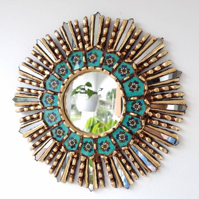 "Peruvian Mirrors ""Lime Turquoise 35cm" - image 1