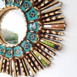 "Peruvian Mirrors ""Lime Turquoise 35cm" - thumbnail 3