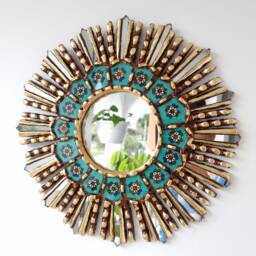 "Peruvian Mirrors ""Lime Turquoise 35cm"