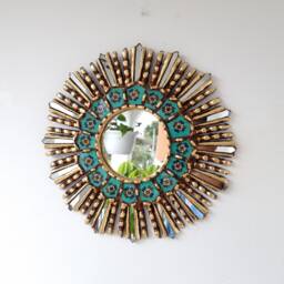 "Peruvian Mirrors ""Lime Turquoise 35cm" - thumbnail 2