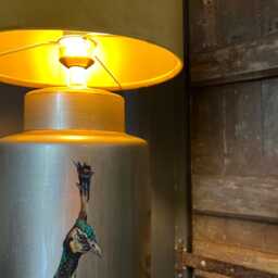 Mustard Velvet Drum Lampshade/ Ceiling Shade With A Metallic Gold Lining, Bright Brushed Lining - thumbnail 3