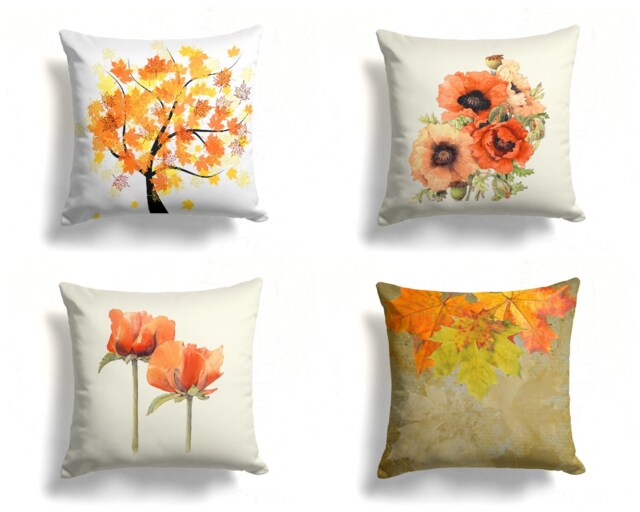 Autumn Tree Cushion Cover/Orange Yellow Brown Leaves Pillow Case/Living Room Decorative Cover/Interior Design Style Home - image 1