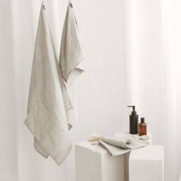 Light Grey Linen Bath Hand Towel Set. Natural Guest, Face, Towels For Travel, Gym, Sauna. Quick Dry, Absorbent. Christmas Gift - thumbnail 4