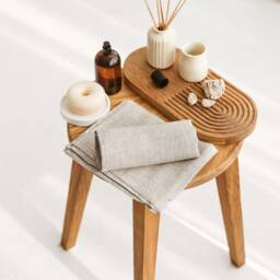 Light Grey Linen Bath Hand Towel Set. Natural Guest, Face, Towels For Travel, Gym, Sauna, New Home Gift. Quick Dry, Absorbent - thumbnail 2