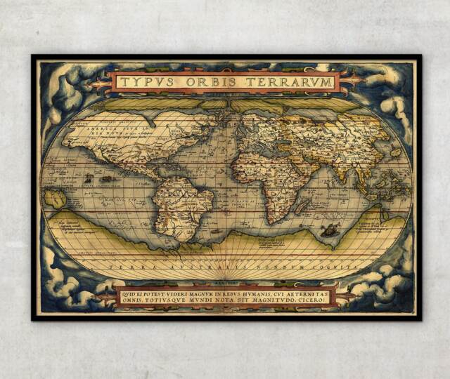 Framed Print - Antique Maps Theatrum Orbis Terrarum - 1564 By Abraham Ortelius - image 1