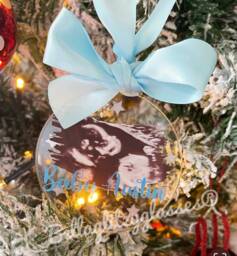 Personalized Baby Scan Photo Christmas Bauble Custom Ornament Gift - thumbnail 1